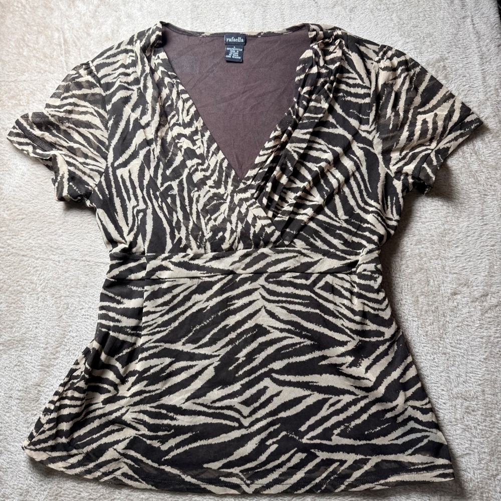 Rafaella Babydoll Mesh Empire‎ Waist Top Large IndieSleeze Office Siren MobWife